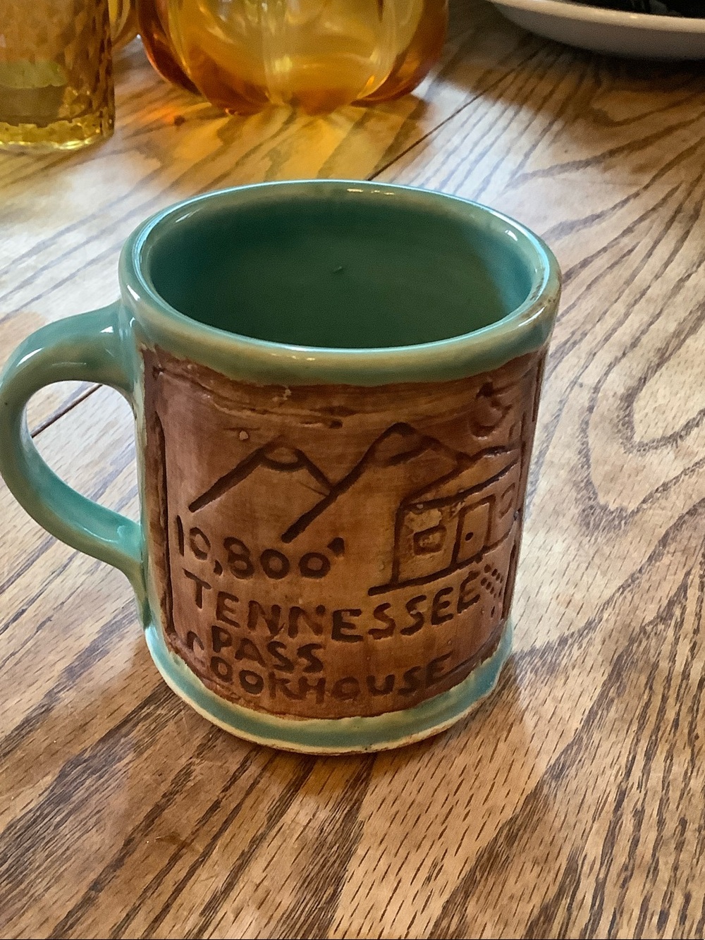 Tennessee Pass Lodge Ceramic Mug with Turquoise Accent